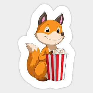 Fox with Popcorn Sticker